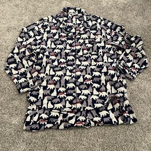 The Company Store Polar Bear Print Pajama Set in Navy and White